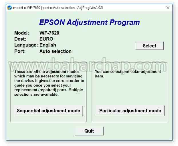 برنامه اصلی ریست اپسون wf7620